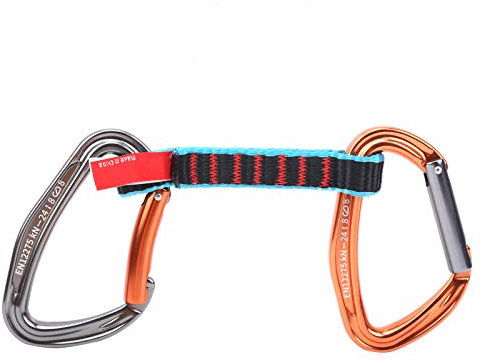 KOSDFOGE Kletter-Expressschlinge, Outdoor-Kletterschutz-Expressschlinge, Nylon-Flachgurtkarabiner, Gerade, Gebogene Tür, Leichte Expressschlingen Für Sport-, Trad- Und Hilfsklettern