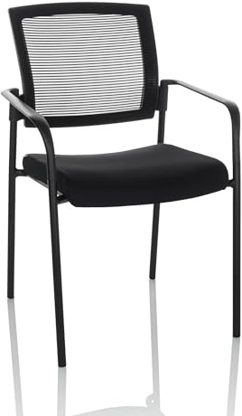 HJH Office Sedia per visitatori MEET B Tessuto/Mesh Nero Struttura a 4 gambe Sedia impilabile imbottita con braccioli, impilabile, 820031