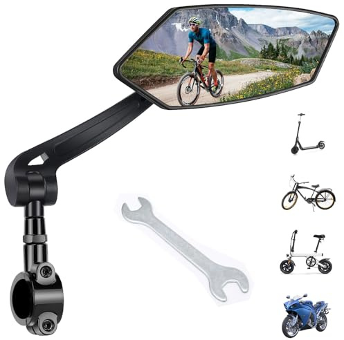 Cykelspegel för elcykel höger cykel backspegel HD 360° vridbar slagtålig spegel vikbar styrspegel cykelbackspegel för EBike MTB mountainbike vägcykel styre tillbehör cykelspegel