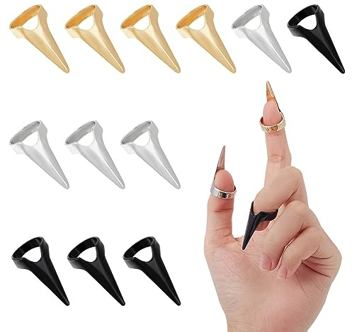 NBEADS 15 Pieza 3 Colores Garras de Dedo, Metal Anillos de Garra de Punta de Dedo Punk para Cosplay Nail Art Fiesta de Vacaciones Halloween, Oro Claro/Platino/Negro Electroforesis