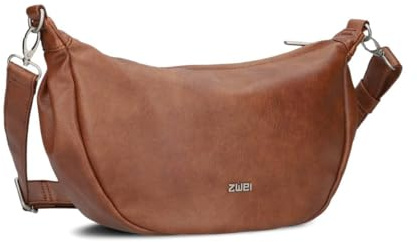 Zwei Damen Handtasche Mademoiselle.M M70 Moon-Bag 4 Liter Trend-Tasche in Halbmond-Form vielseitig als Bauchtasche Crossbody-Bag Abendtasche Umhängetasche zu tragen (cognac)
