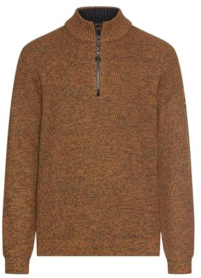 camel active Men's Knitted Troyer with Mottled Structure, cinnamon, Large