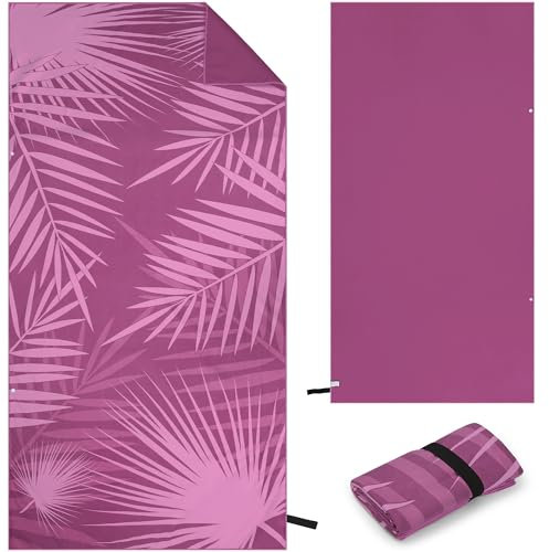 ELAKIRI Toalla Microfibra Grande 90x180cm,Toalla Playa Grande Suave y Agradable para La Piel,Toallas De Playa Secado Rápido y Fácil Cuidado,Hoja de Palmera Rojo Beach Towel,para Praia,Piscina,Yoga