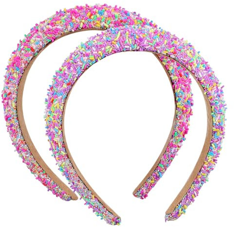 Healeved 2pièces Bandeau à Paillettes Pour Femmes Bandeau Rembourré Large Accessoire Pour Cheveux Pour Fêtes De Fin Année