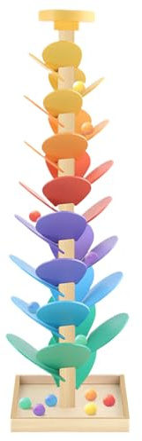 Wooden Music Tree Marble Run, Wooden Marble Run Game Musical Tree Ball Drop Toy, Colorful Ball Runs Learning Game, Balls Tower Music Trees for Boys & Girls, Playroom, Bedroom