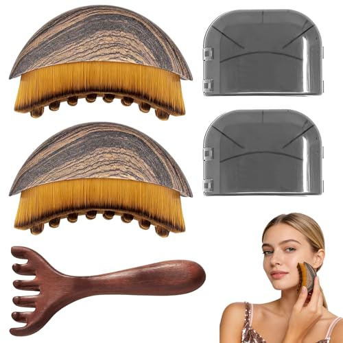 2 stycken torrborstar, ansiktsborstset med förvaringslåda, lymfkonturer ansiktsborste för lymfdränage massage, mild ansiktsrengöring, perfekt för daglig vård och resor