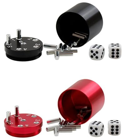 BestSaller SUPER SIX Würfelspiel Aluminum, Farbe:schwarz & rot