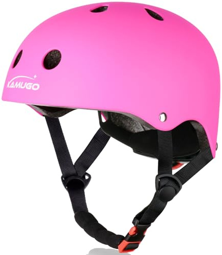 KAMUGO Kids Adjustable Helmet, Suitable for Toddler Kids Ages 2-8 Boys Girls, Multi-Sport Safety Cycling Skating Scooter Helmet (DarkPink, Small)