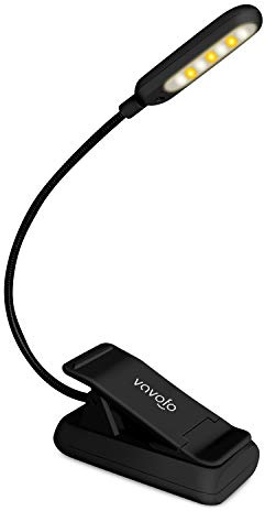 VAVOFO Rechargeable Reading Light, 7 LEDs with 9 Color Temperature 9 Brightness Levels Clip On Book Light for Reading in Bed with Power Indicator for Bookworms (Black)