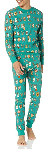 Amazon Essentials Disney | Marvel | Star Wars Conjuntos de pijama ajustado Hombre, Festive Marvel - Mens Snug Fit, M