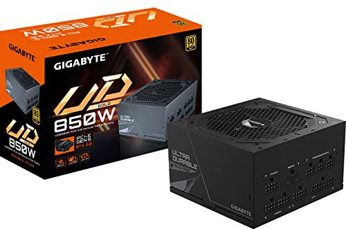 Gigabyte UD850GM PG5 80 Plus Gold Fully Modular 850w PCIe 5.0 Power Supply Unit (Rev 2.0), ATX 3.0, 12VHPWR GPU Connector, Flat Cables, 5 Year Warranty