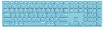 Rapoo E9800M kabellose Tastatur Wireless Keyboard wiederaufladbarer Akku flaches Aluminium Design DE-Layout QWERTZ PC & Mac - blau