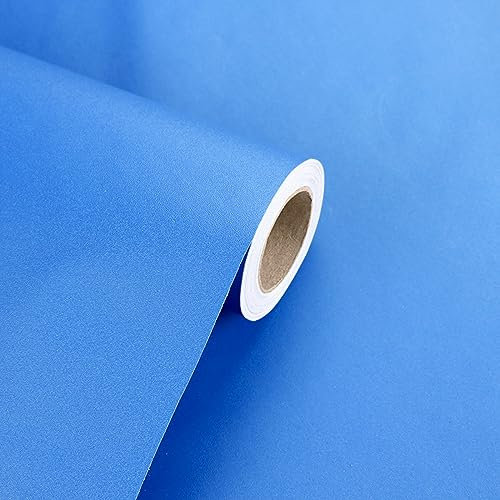 BPILOT Papel tapiz de PVC no penetrante autoadhesivo grueso para sala de estar dormitorio escaparate fondo de hotel papel tapiz pegatinas de pared azul