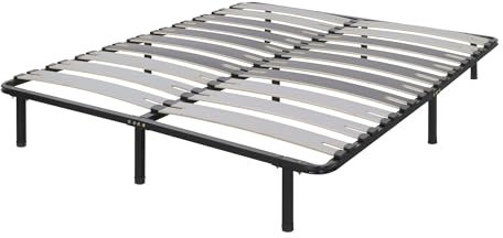 i-flair Metallbett Deck 200x200 cm - Stabiler Metall-Lattenrahmen auf Füßen mit Breiten Latten - Lattenrost für alle Betten und Matratzen geeignet