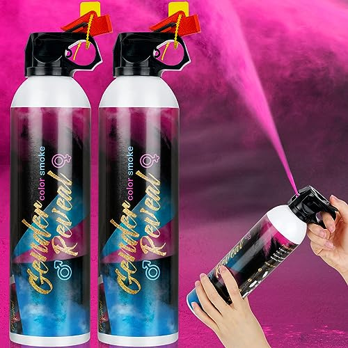 Cañones de Humo de Revelación de Género, 100% biodegradable de cañón de confeti en polvo puede utilizar para fiestas de revelación de sexo, baby showers, bodas y cumpleaños（2 piezas rosa/set）