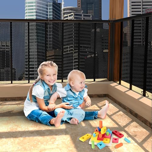 4.5 Meter Rete di Sicurezza per Bambini, Rete Protezione Anticaduta per Scale, Ringhiere di Balconi e Recinzioni, Robusta e Regolabile per Bambino, Animali Domestici, Giocattoli, 4,5*0,9 Metri, Nero