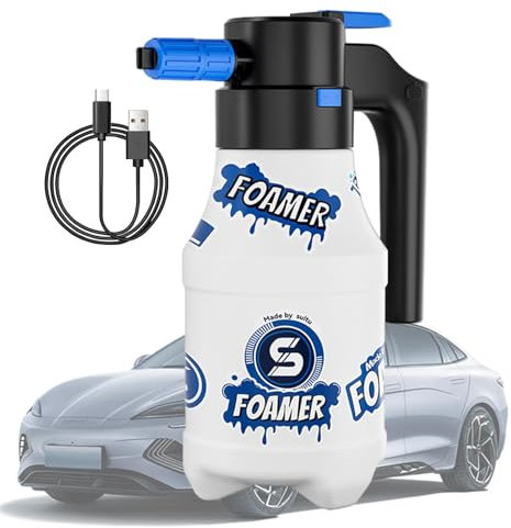 Canon à mousse de lavage de voiture – Pulvérisateur à mousse pour lavage de voiture | Canon à mousse électrique de 1,5 l avec câble de type C, pulvérisateur à mousse portable à chargement USB, canon à