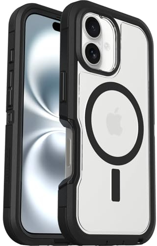OtterBox Defender Series XT MagSafe Case for iPhone 16, Shockproof, Drop proof, Ultra-Rugged, Protective Case, 7x Tested to Military Standard, Clear/Black