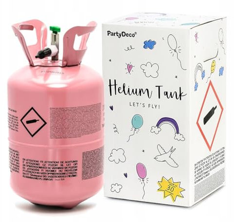 Bombola Elio gas per 30 palloncini - Per gonfiare palloncini in lattice e lamina (rosa, 0,20 m3)