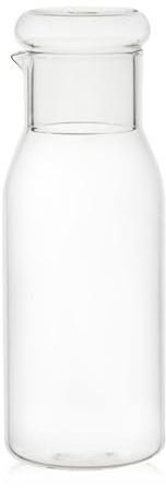 MISNODE Jarra de Agua para Mesita de Noche, Moderna Jarra de Agua Nocturna con Vaso de Cristal, Juego de Jarra de Agua de Cristal con Tapa, Jarra de Agua para Mesita (Transparente)