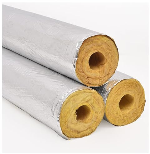Papel de Aluminio Coquilla Aislante, Tubo de Lana de Fibra de Vidrio, para Riego Exterior en Invierno y Tuberías de Fábrica al Aire(ID273.0mmxT50.0mmxL1.0m)