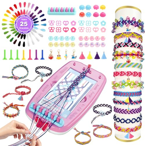 GUYUWE Kit Bracelet Fille,Kit d'artisanat de Bracelet d'amitié, Contient 17 couleurs pour la fabrication de bracelets, Metier a tisser bracelet bresilienCadeaux de Noël pour enfants