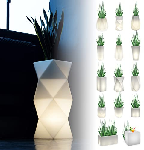Generisch DEKOPOT Leuchtender Blumentopf Groß | Pflanzkübel geeignet für Haus, Büro, Garten, Patio, Hotel, Restaurant, Balkon und Terrasse, gemütliche Innenlampe, moderner Gartentopf (Asti)