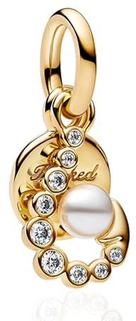 Amuefer 925 Plata Dorada Charms Perlas Doradas 2 En 1 Colgante Compatible Damas Pulsera Collar Regalos Para Amigos