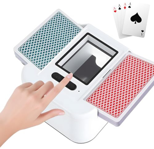 Fesatccoz elektrisk kortblandare, 1–2 däck one press automatisk kortblandare tyst blandningsmaskin för poker UNO Blackjack