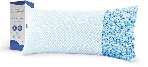 MKS Kylkudde 40 x 80 – ergonomisk molnformad kudde för avkoppling – mjuk kudde för personer som sover på rygg, sida och mage – memory foam kudde med kylgel – sovkudde för män och kvinnor