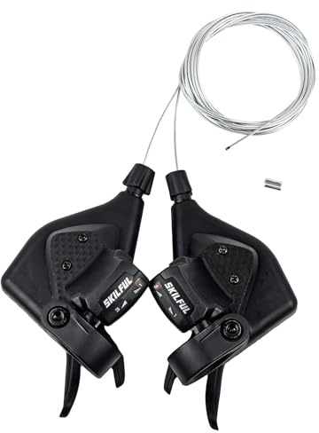 Wocaixy Bicycle Gear Shift Lever 3x7 3x8 21 24 Speed Thumb Shifter with Gear Indicator Left Right for MTB Moutain Road Bike Tricycle 1Pair