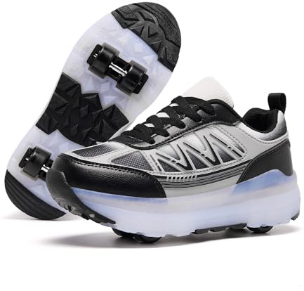 ANEFUN Roller Skate Shoes for Girls Boys Kids Detachable Sneakers with Wheels Fashion Wheeled Shoe