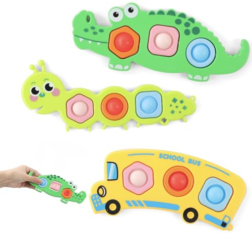 AYESY Fidget Popper, 3pcs Pop Fidget for Stress Relief, Airplane Travel Activities