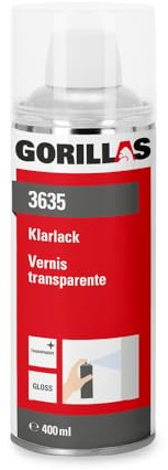 1x gorillas Klarlack 400 ml Hochglanz transparent -Profi-Qualität - witterungsbeständig, schnelltrocknend, einfache Verarbeitung, hohe Ergiebigkeit, Made in Germany
