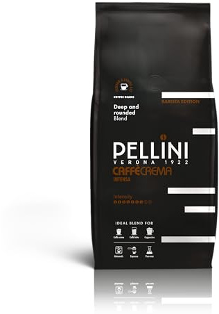 Pellini Caffè Crema Intensa – Caffè in Grani, Miscela di Arabica e Robusta dal Gusto Morbido e Bilanciato con Note di Cacao e Nocciola, 1 kg