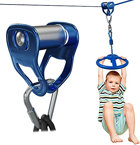 Slakline pully Seilrutsche Umlenkrolle – Seilrolle mit Karabiner, passend für Ninja Parcours Zubehör, geeignet für Textilseile bis 50mm Durchmesser