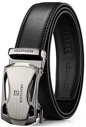 BOSTANTEN Leather Ratchet Belts for Men - Ratchet Mens Belt 1 3/8 with Adjustable Automatic Buckle - Fit for Jeans, Suits and Every Occasion