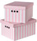 SOFTILLO Pack of 2 Decorative Storage Boxes With Lids Home Office Bedroom Wardrobe Box Organiser Archive Box with Lid Multi-Use General Storage Archive Box with Lid Stylish Set Large Pink Stripes
