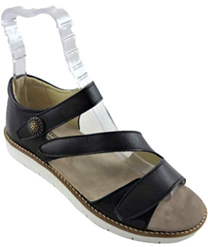 Easy Step Norah 11 Sandales thérapeutiques en gel de qualité supérieure pour soulager les pieds fatigués avec deux semelles interchangeables, Noir , 37 EU