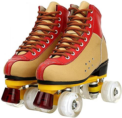 JianJud Damen Rollschuhe Stitching Zweifarbige Rollschuhe High-Top Zweireihig Rollschuhe Outdoor Rollschuhe Für Unisex Fun Glänzende Rollschuhe Für Erwachsene, Jungen, Mädchen B,43