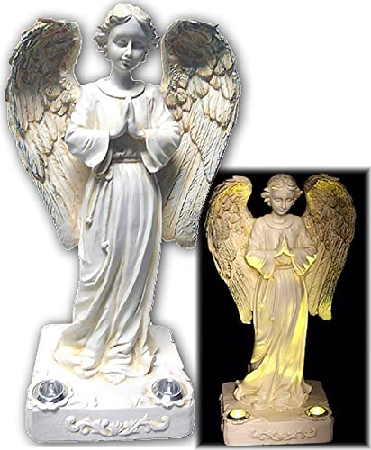 JAYXC HOME Praying Angel Solar Powered Yellow LED Outdoor Decor Garden Light