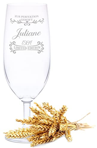 GRAVURZEILE Vaso de cerveza Leonardo con grabado – Maduro para la perfección – Regalo ideal para el Día del Padre – 0,5 l – Vaso de cerveza de trigo como regalo de cumpleaños para hombres – Regalo