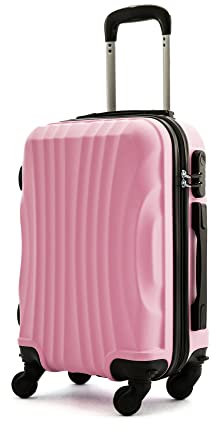 R.Leone Ryanair 55x40x20cm Valigia Trolley Bagaglio a mano Rigido Ultraleggero in ABS 4 Ruote smontabile Rimovibili Autonome 20373N (Valigia 55X40X20cm, Rosa Pastello)