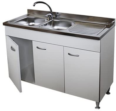 Arredobagno e Cucine Mobile sottolavello Bianco,per lavello Porcellana, 3 Ante, cm.120 (Non compreso)