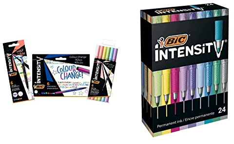 BIC Intensity Stifte Set à 18: 6 Dual Tip Brush Pen Pastell Filzstifte & Pastell Marker, in 24 verschiedenen Metallic- und Pastellfarben, geruchsarm, schnell trocknend