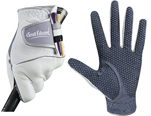 Scott Edward Golfhandske för män, halkfri, andas, mjuk, tvättbar, bär på vänster hand, svart handflata