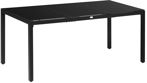 Outsunny Tavolo da Giardino Rettangolare per 8 Persone in Alluminio e Vetro Temperato, 180x80x72cm, Nero