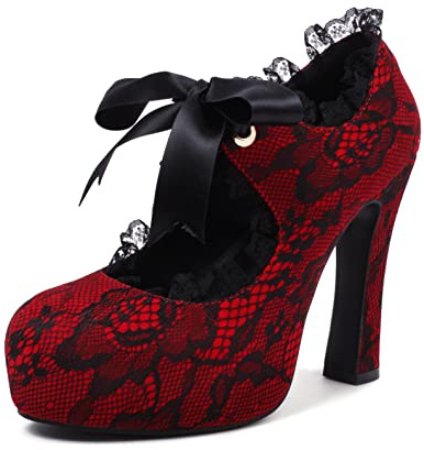 elerhythm Mary Jane Punk Closed Toe Costume élégant gothique escarpins vintage à talons hauts pour femme