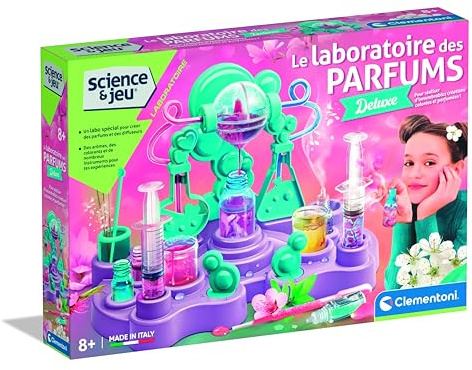 Clementoni | Le Laboratoire des Parfums Deluxe – Coffret Scientifique pour Enfants 8 Ans+ | Kit STEM Chimie Cosmétique | Créer Parfums & Diffuseurs | Activité Éducative