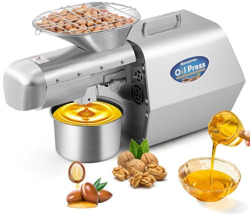 Moongiantgo 1800w Intelligente ölpresse, Kalt/Heiß Edelstahl Bio-ölextraktor Mit Temperaturregelung, Verlängerter Stange, Leises Geräusch Für Erdnüsse, Walnuss, Sesam (Keine Olive), 13-19 Pfund/Stunde